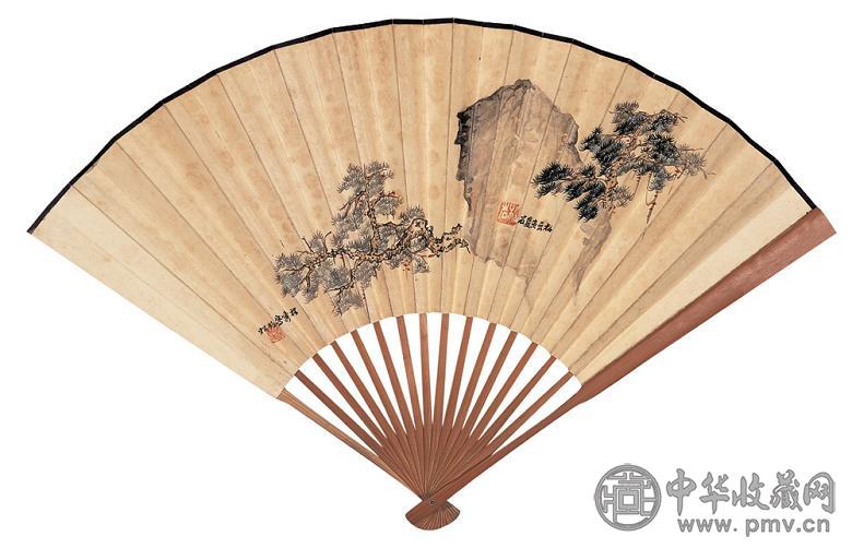 钱松嵒 钱松秀 钱松岫 山水 成扇 设色纸本