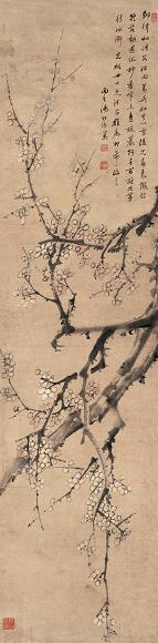汤贻汾 梅花 立轴 水墨纸本