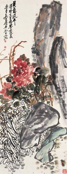 吴昌硕 1922年作 牡丹 立轴