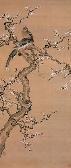 沈铨 花鸟 立轴 设色绢本