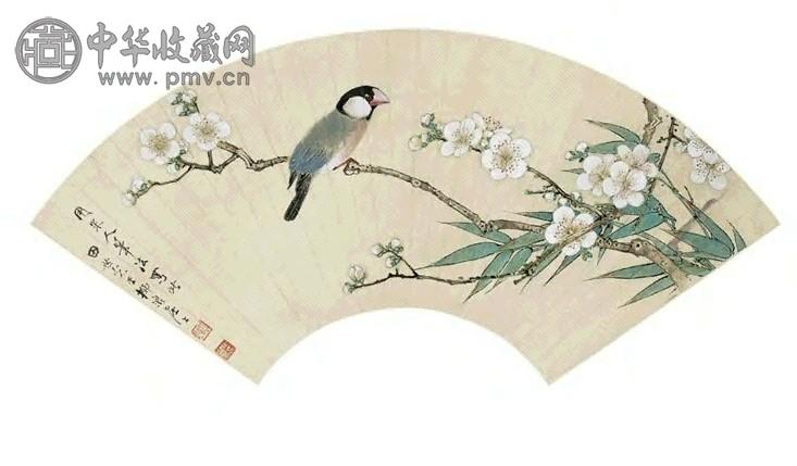 现代 田世光 花鸟 扇页