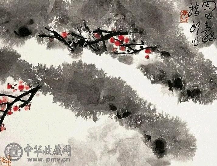 近现代 周昌谷 梅花 轴