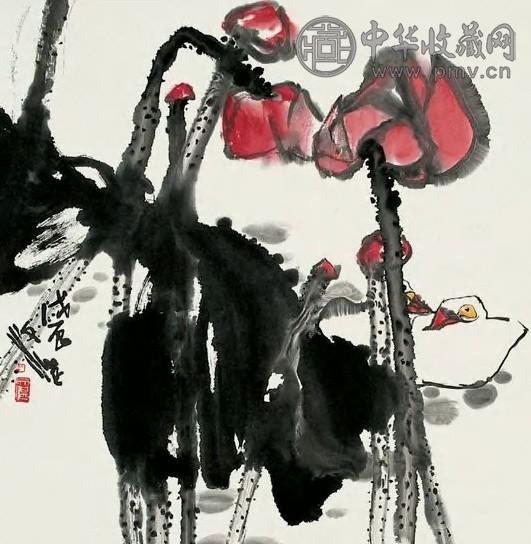 江文湛 当代 荷鸭 镜心