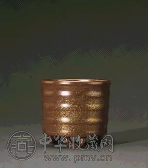 清乾隆 褐彩金斑三足香炉