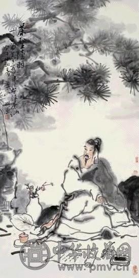 吴山明 2003年作 品茗图 立轴 设色纸本