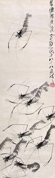 齐白石 虾 镜心 水墨纸本