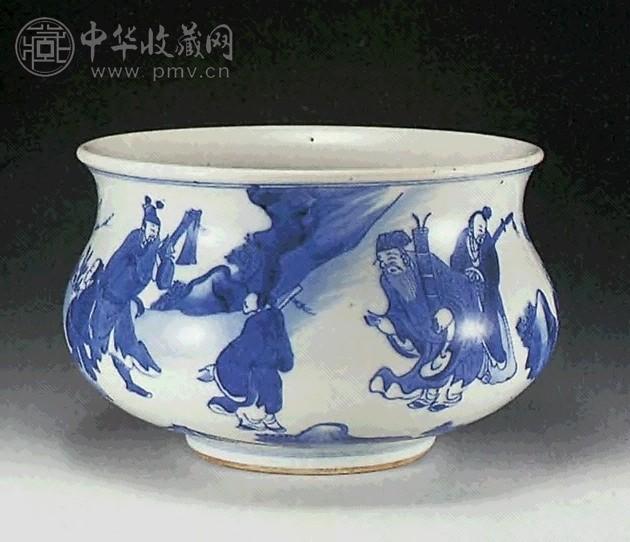 清康熙 青花八仙香炉