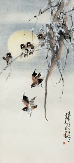 赵少昂 月夜 立轴 设色纸本