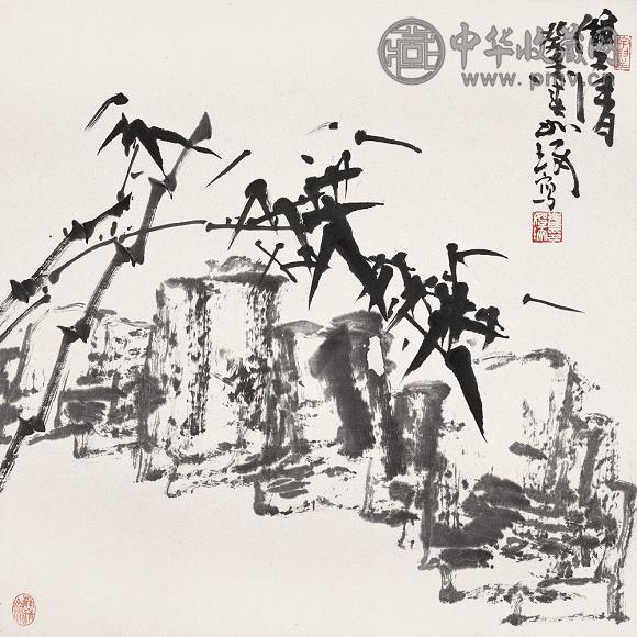 崔如琢 2003年作 双清 镜心 水墨纸本