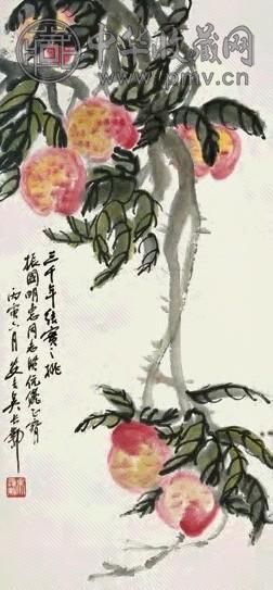 吴长邺 寿桃 立轴 纸本