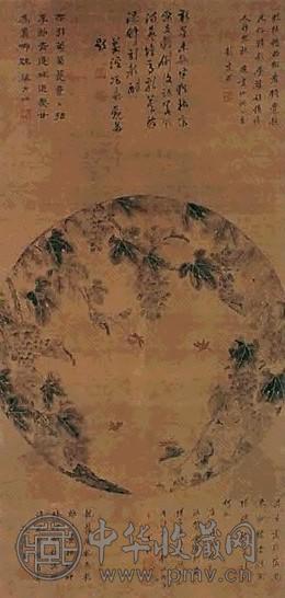 葡萄 立轴 设色绢本