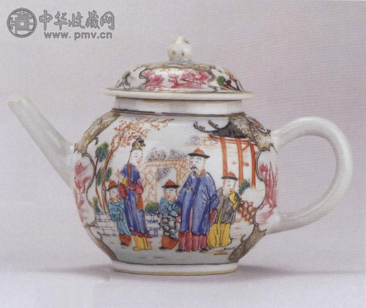 清乾隆 粉彩清装人物图茶壶