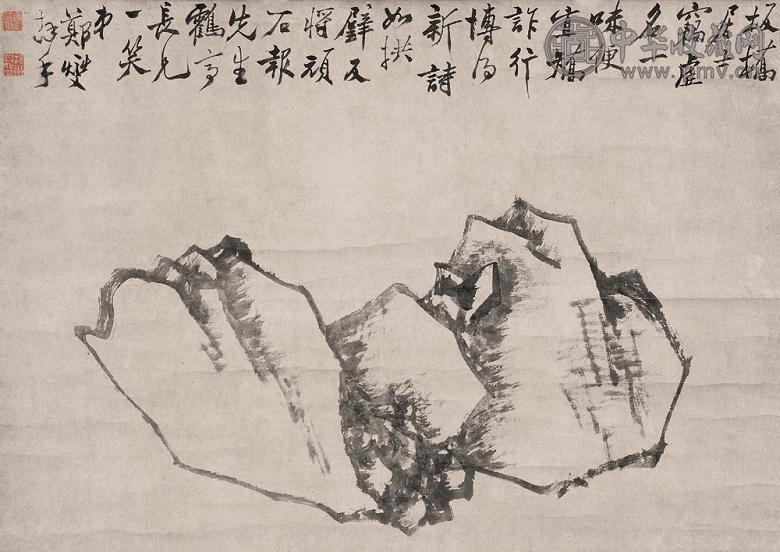 郑板桥顽石图立轴水墨纸本收藏资讯|艺术家|书画家|书画名人|书法家