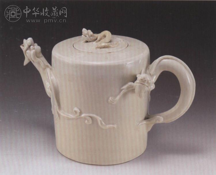清康熙 德化窑雕龙茶壶