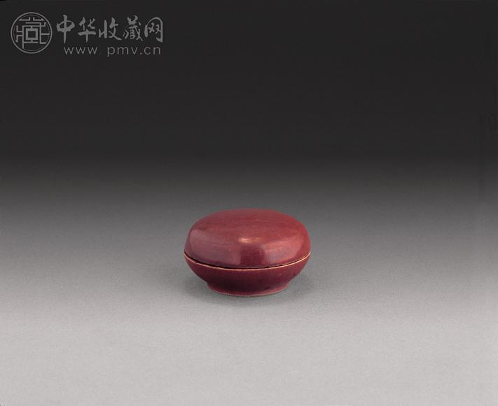 清 豇豆红釉晓印泥盒