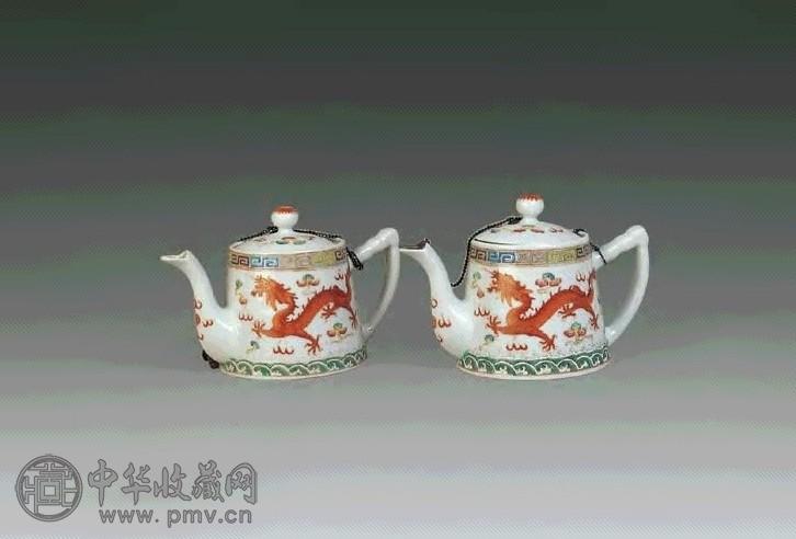 清光绪 粉彩龙纹茶壶(1对)