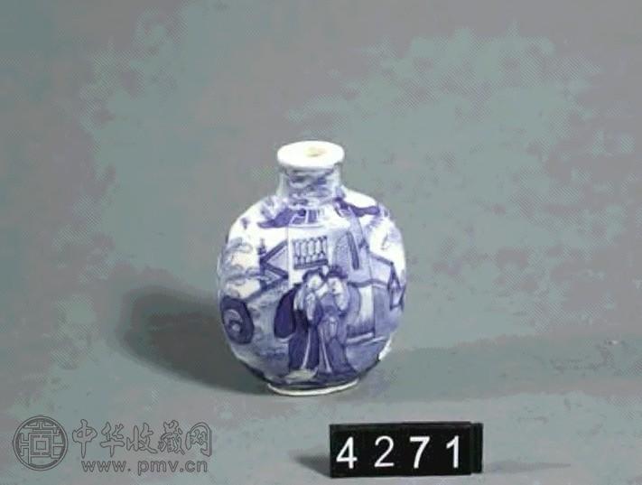 清光绪 青花人物烟壶