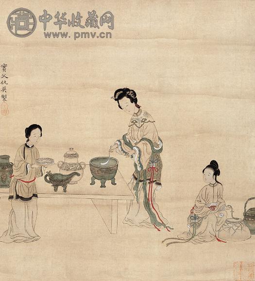 仇英 人物图 立轴 设色绢本