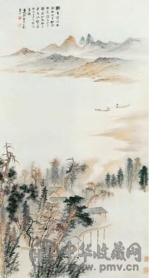 张大千 癸酉(1933年)作 三月春波 立轴 设色纸本