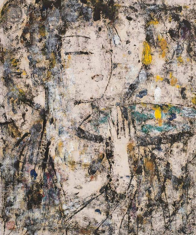 孔柏基 供养菩萨 纸本油彩