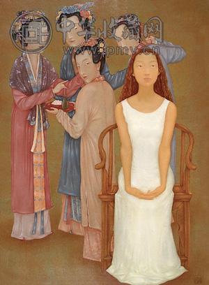 李云 2002年作 现代仕女图 布面油画