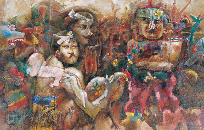 石虎 2000年作 吉祥 布面油画