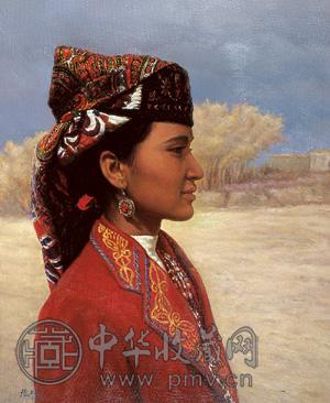 范之光 1997年作 维族少女 布面油画
