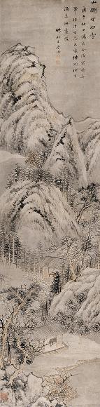 王学浩 1810年作 山明望松雪 立轴 设色纸本