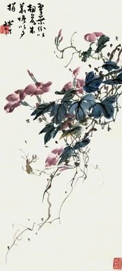 陈半丁 牵牛花 立轴 设色