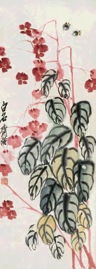 齐白石 海棠 立轴 设色