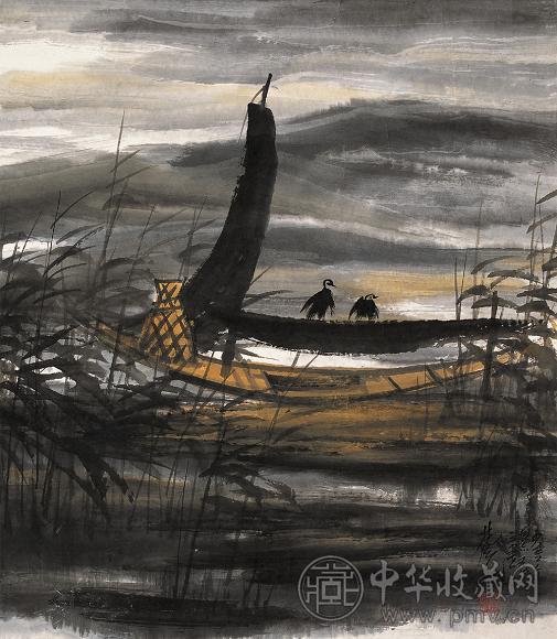 林风眠 1979年作 渔舟唱晚 镜心 设色纸本