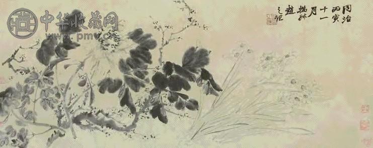 赵之谦 三友图 手卷 设色