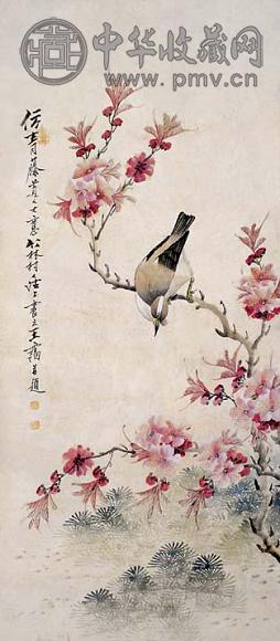 王霭 花鸟 立轴 设色纸本