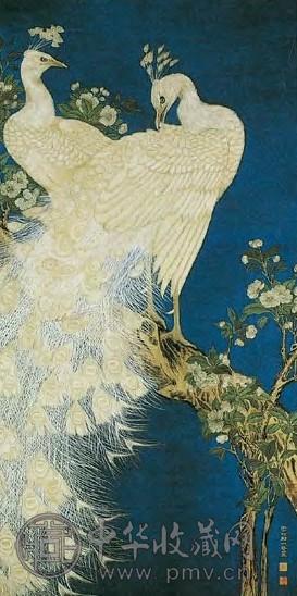 近现代 邢一峰 白孔雀 镜心