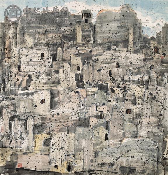 吴冠中 交河故城 设色纸本