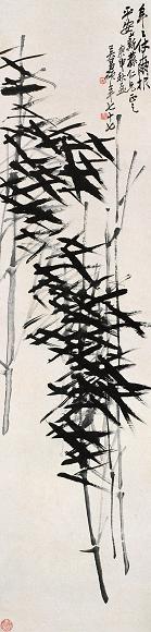 吴昌硕 1920年作 竹报平安 立轴 水墨纸本