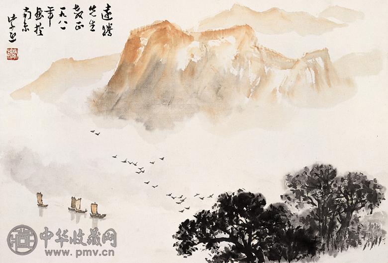 魏紫熙 1981年作 江上归帆 镜心 设色纸本