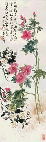 谭组云 花卉 立轴 设色