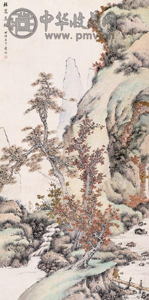 惠孝同 1934年作 林泉高致 立轴 设色纸本