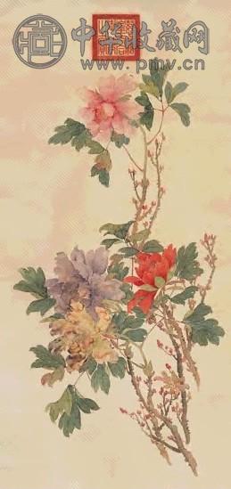 慈禧太后牡丹立轴设色纸本收藏资讯|艺术家|书画家|书画名人|书法