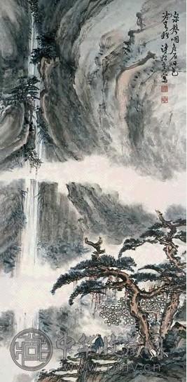 溥佺 泉声 立轴 设色