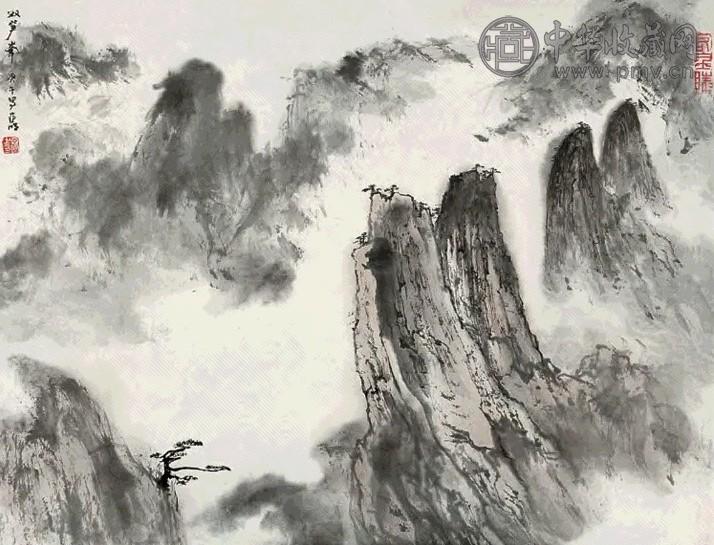 亚明 1990年作 双筍峰 镜心 设色纸本