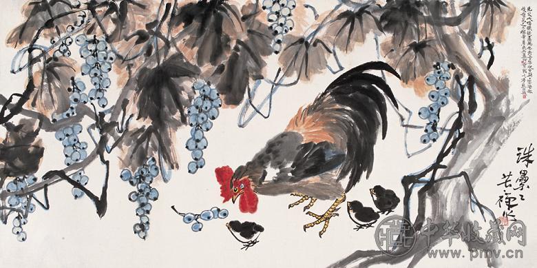 李苦禅 珠累累 镜心 设色纸本