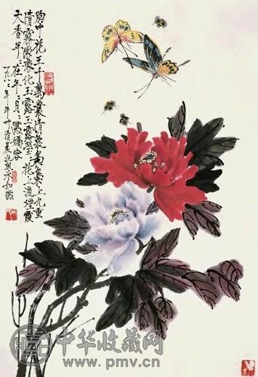 王冰如 1988年作 牡丹 立轴 设色纸本