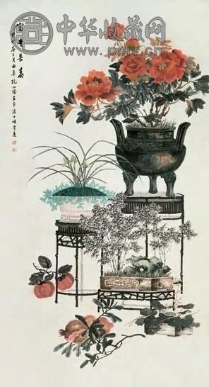 孔小瑜 富贵长春 立轴 设色