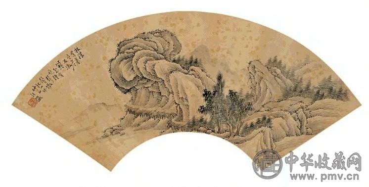 王琦 山水 扇面 纸本