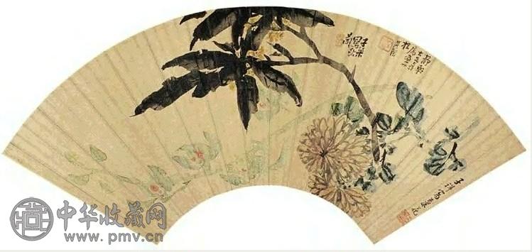 清 张熊 花卉 扇面