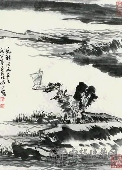 陆俨少 1980年作 山水 镜心 水墨纸本