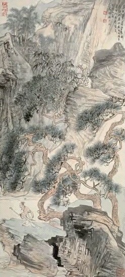 陆俨少 1989年作 归樵图 立轴 设色绢本