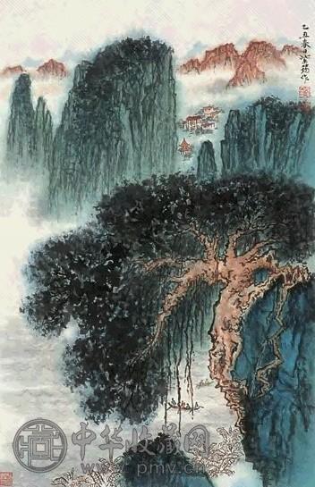 钱紫筠 山水 立轴 设色